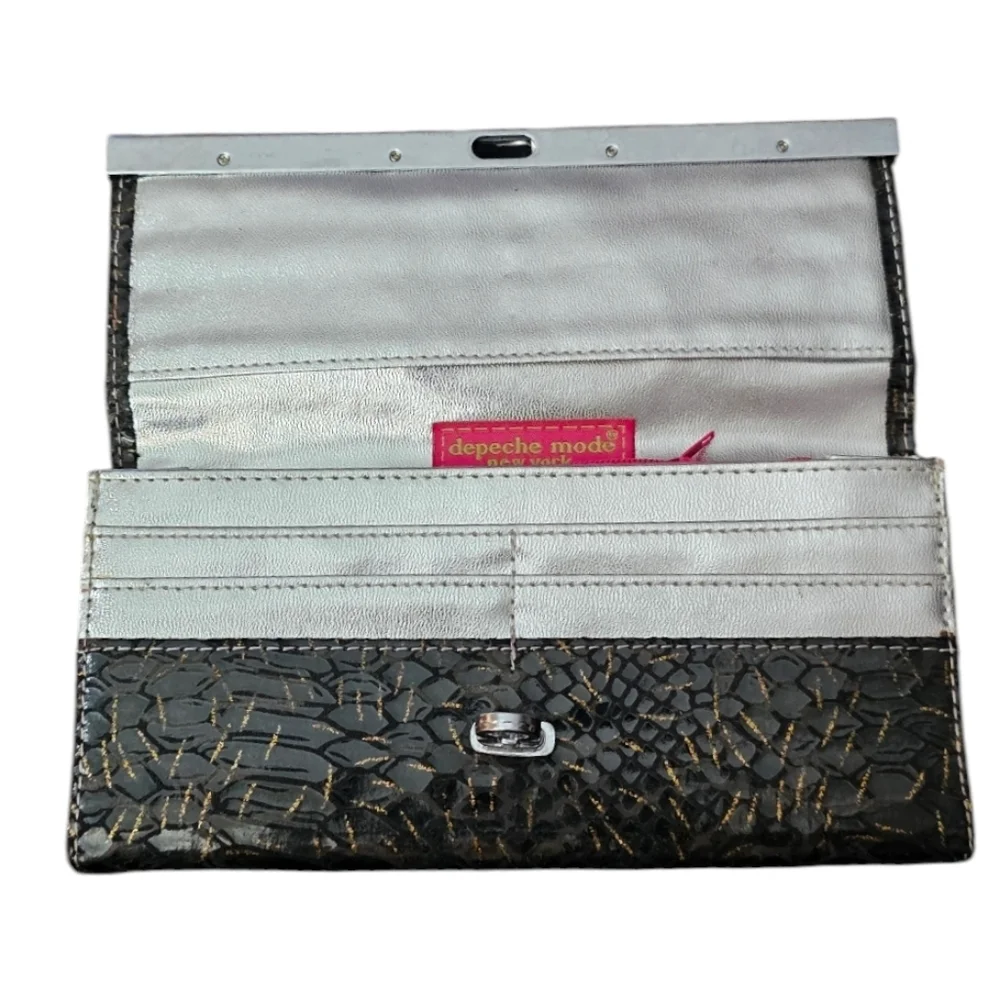 Depeche Mode New York - Black Studded Slim Wallet Clutch Crocodile Patte… - Picture 3 of 9